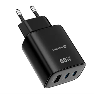 Зарядно Swissten Edge GaN, 2x USB-C, PD, 65W + 1x USB-A, 18W, QC, черен 3