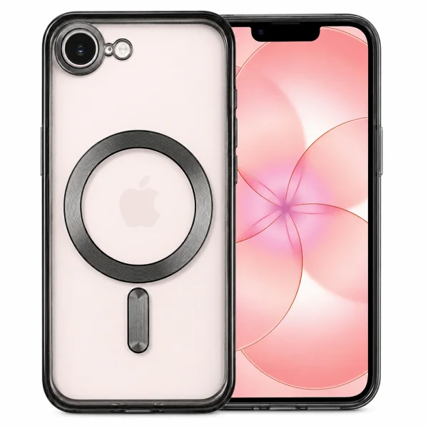 Калъф SWISSTEN Clear Jelly MagStick Metallic, съвместим с Magsafe за iPhone 16e / 17e, черен 1