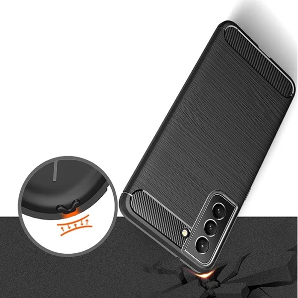 Силиконов Калъф Carbon Fibre Brushed за Samsung Galaxy S22 Plus, Черен 5
