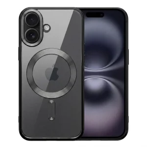 Калъф SWISSTEN Clear Jelly MagStick Metallic, съвместим с Magsafe за iPhone 17, черен