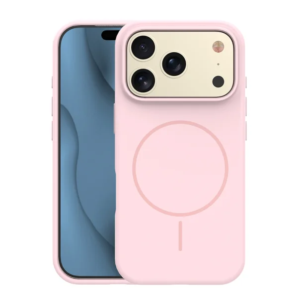 Калъф, съвместим с Magsafe Slim Silicone за iPhone 18 Pro, светло розов 1