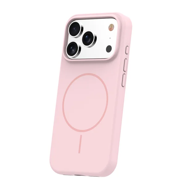 Калъф, съвместим с Magsafe Slim Silicone за iPhone 18 Pro Max, светло розов 2