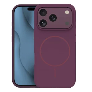 Калъф, съвместим с Magsafe Slim Silicone за iPhone 18 Pro Max, тъмно лилав