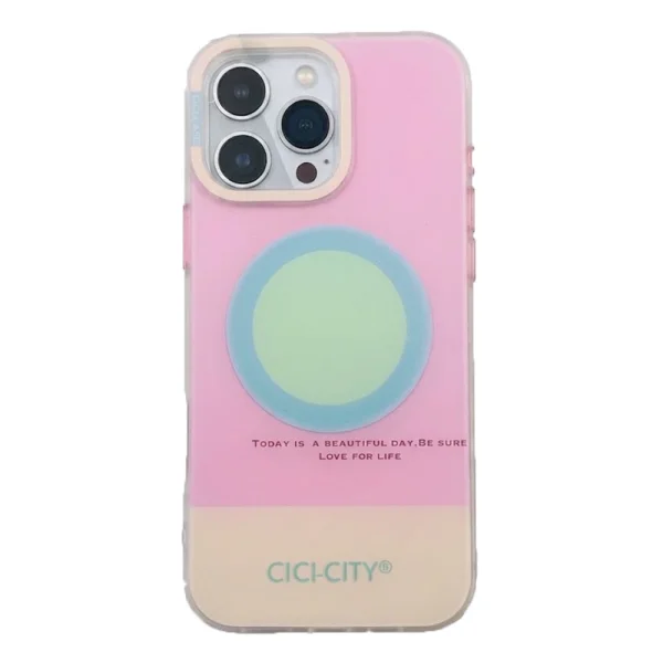 Калъф CiCi Candy, съвместим с Magsafe за iPhone 16 Pro Max, розов-жълт 2