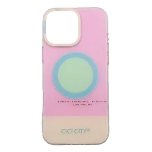 Калъф CiCi Candy, съвместим с Magsafe за iPhone 16 Pro Max, розов-жълт 3