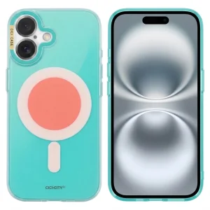 Калъф Cici Macaron Glow, съвместим с Magsafe за iPhone 16, син-зелен