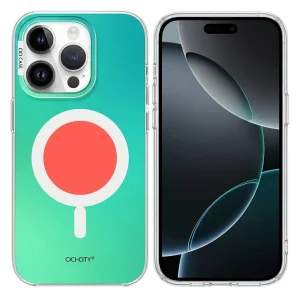 Калъф Cici Macaron Glow, съвместим с Magsafe за iPhone 16 Pro, син-зелен