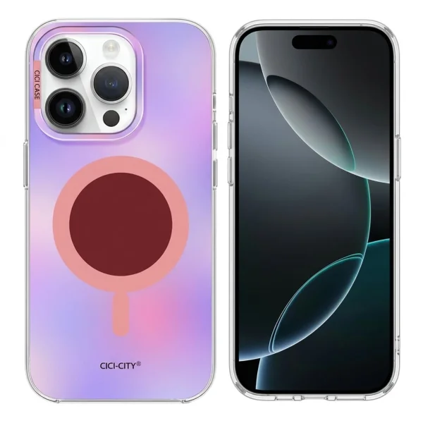 Калъф Cici Macaron Glow, съвместим с Magsafe за iPhone 16 Pro, лилав 1