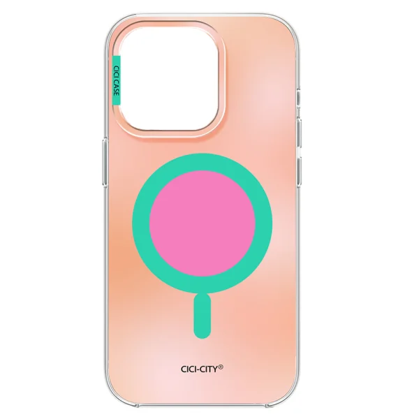 Калъф Cici Macaron Glow, съвместим с Magsafe за iPhone 16 Pro, оранжев-бежов 3