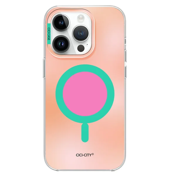 Калъф Cici Macaron Glow, съвместим с Magsafe за iPhone 16 Pro, оранжев-бежов 2