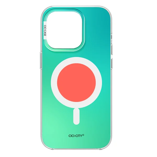 Калъф Cici Macaron Glow, съвместим с Magsafe за iPhone 16 Pro Max, син-зелен 3