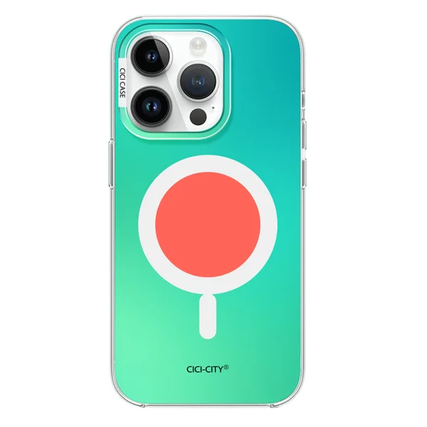 Калъф Cici Macaron Glow, съвместим с Magsafe за iPhone 16 Pro Max, син-зелен 2