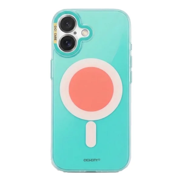 Калъф Cici Macaron Glow, съвместим с Magsafe за iPhone 17, син-зелен 2