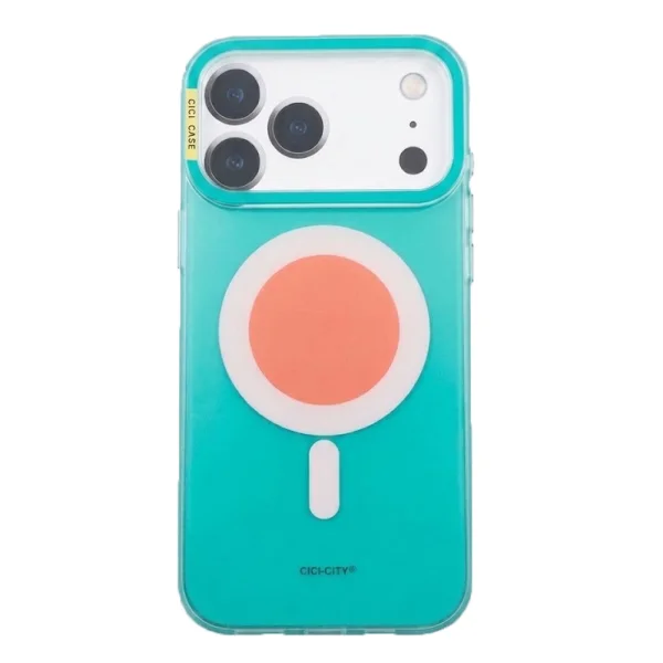 Калъф Cici Macaron Glow, съвместим с Magsafe за iPhone 18 Pro Max, син-зелен 2