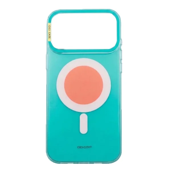 Калъф Cici Macaron Glow, съвместим с Magsafe за iPhone 18 Pro Max, син-зелен 3