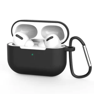 Силиконов калъф Techsuit за слушалки Airpods Pro 3 с карабинер, черен