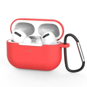 Силиконов калъф Techsuit за слушалки Airpods Pro 3 с карабинер, червен
