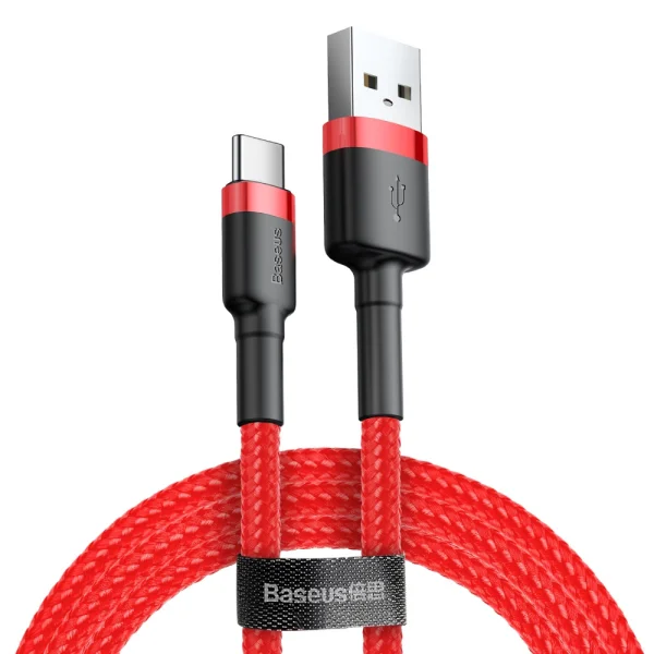 Кабел Baseus CATKLF-C09 Cafule, USB-A to USB-C, QC3.0, 2A, 2m, червен 1
