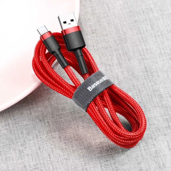 Кабел Baseus CATKLF-C09 Cafule, USB-A to USB-C, QC3.0, 2A, 2m, червен 4