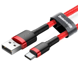Кабел Baseus CATKLF-C09 Cafule, USB-A to USB-C, QC3.0, 2A, 2m, червен 3