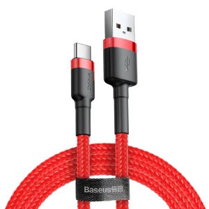 Кабел Baseus CATKLF-C09 Cafule, USB-A to USB-C, QC3.0, 2A, 2m, червен