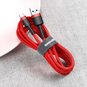 Кабел Baseus CATKLF-C09 Cafule, USB-A to USB-C, QC3.0, 2A, 2m, червен 4