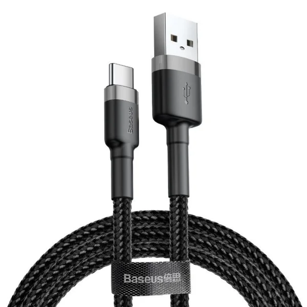 Cable Baseus CATKLF-BG1 Cafule, USB-A to USB-C , 3A, 480Mbps, 1m, gray-black 1