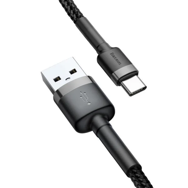 Cable Baseus CATKLF-BG1 Cafule, USB-A to USB-C , 3A, 480Mbps, 1m, gray-black 4