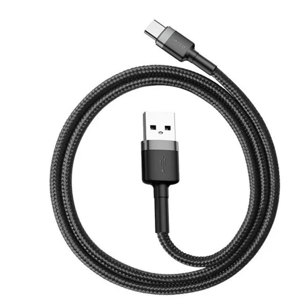 Cable Baseus CATKLF-BG1 Cafule, USB-A to USB-C , 3A, 480Mbps, 1m, gray-black 3