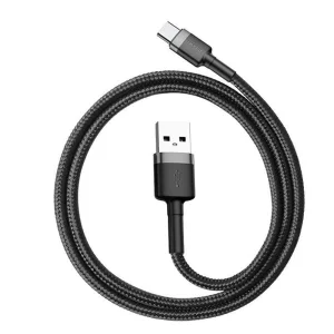 Cable Baseus CATKLF-BG1 Cafule, USB-A to USB-C , 3A, 480Mbps, 1m, gray-black 3