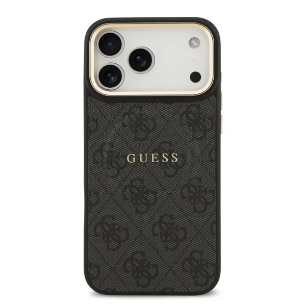 Калъф Guess PU Leather 4G Gold Frame, съвместим с Magsafe за iPhone 18 Pro Max, черен 1