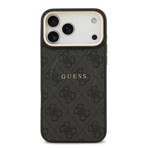 Калъф Guess PU Leather 4G Gold Frame, съвместим с Magsafe за iPhone 18 Pro Max, черен