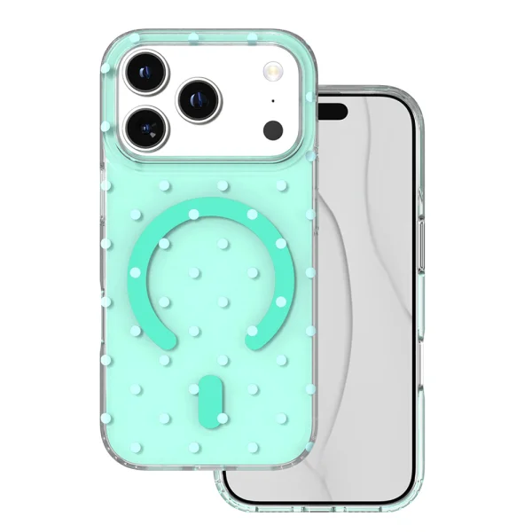 Kалъф Bubble Dots, съвместим с Magsafe за iPhone 18 Pro, зелен 1