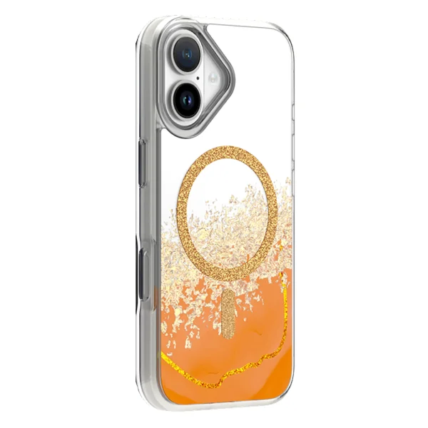 Калъф Epoxy, съвместим с Magsafe за iPhone 17, оранжев 2
