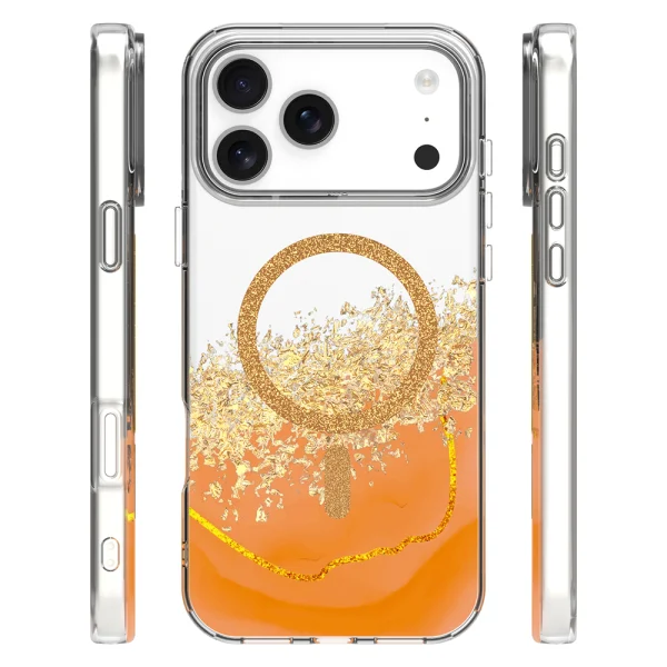 Калъф Epoxy, съвместим с Magsafe за iPhone 18 Pro, оранжев 3