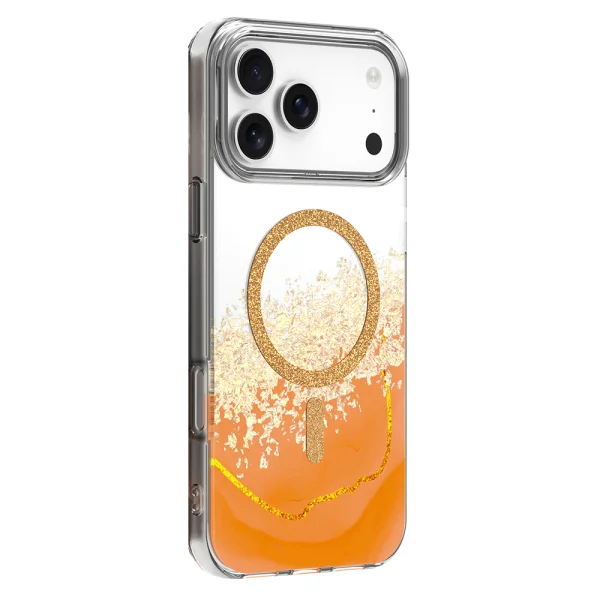 Калъф Epoxy, съвместим с Magsafe за iPhone 18 Pro, оранжев 2