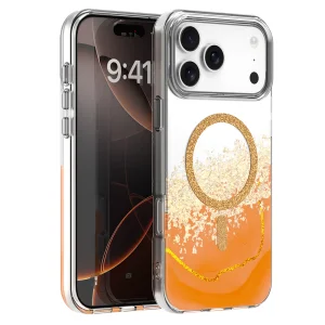 Калъф Epoxy, съвместим с Magsafe за iPhone 18 Pro, оранжев