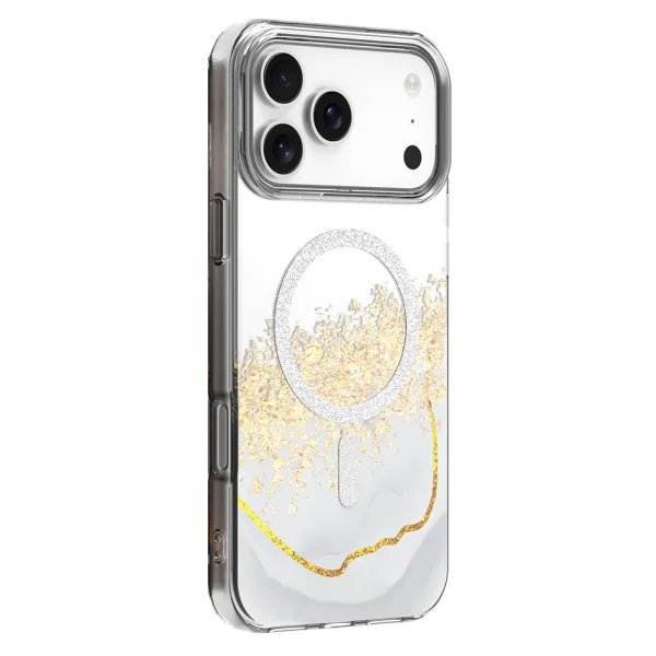 Калъф Epoxy, съвместим с Magsafe за iPhone 18 Pro Max, бял 2