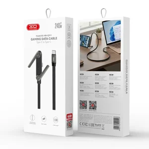 Кабел XO NB-Q311, PD, USB-C към USB-C, 1,5m, 240W, with stand, черен 3