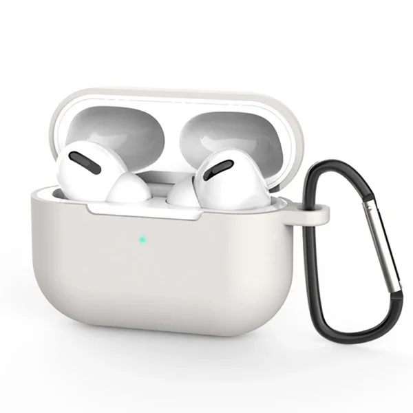 Силиконов калъф Techsuit за Слушалки Airpods Pro 3 с карабинер, светло сив 1