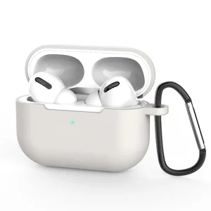 Силиконов калъф Techsuit за Слушалки Airpods Pro 3 с карабинер, светло сив