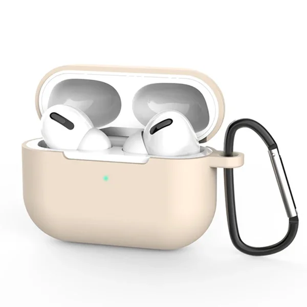 Techsuit Silicone Case for Airpods Pro 3 with Carabiner, Beige 1