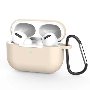 Силиконов калъф Techsuit за Слушалки Airpods Pro 3 с карабинер, бежов