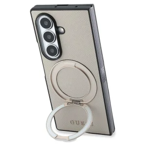 Калъф Guess Ring Stand Grained Classic Logo, съвместим с MagSafe за Samsung Galaxy Z Fold8 Ultra, бежов 3