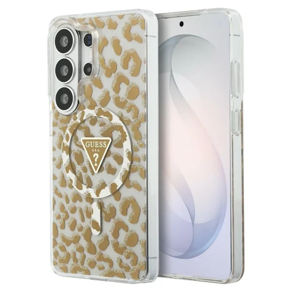 Калъф Guess IML Leopard Print Triangle, съвместим с MagSafe за Samsung Galaxy S26 Ultra, кафяв 1