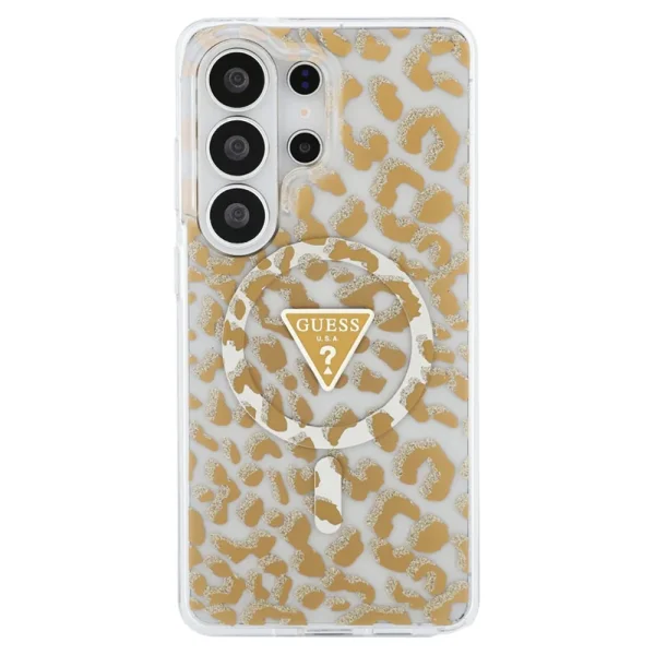 Калъф Guess IML Leopard Print Triangle, съвместим с MagSafe за Samsung Galaxy S26 Ultra, кафяв 3