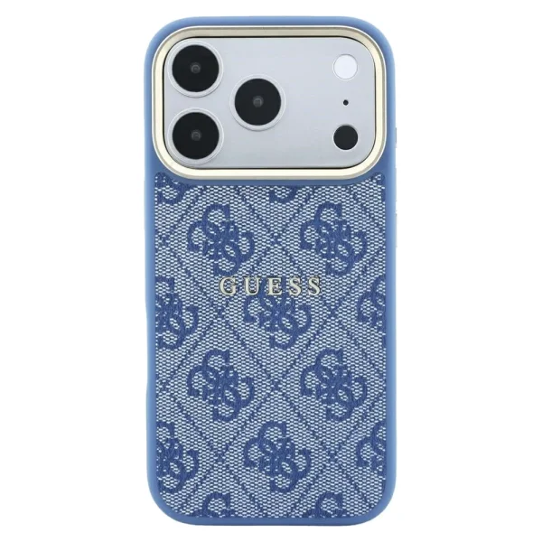 Калъф Guess 4G Embossed Classic, съвместим с MagSafe за iPhone 18 Pro, син 3