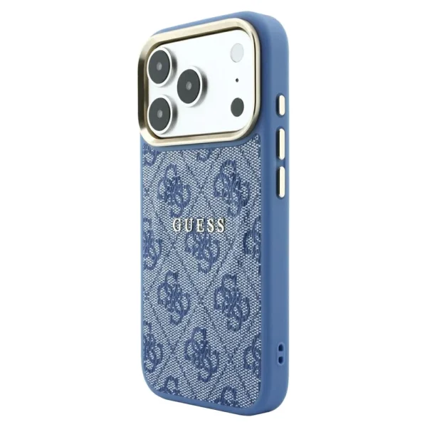 Калъф Guess 4G Embossed Classic, съвместим с MagSafe за iPhone 18 Pro, син 2