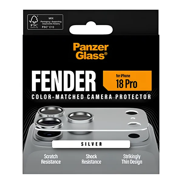 Стъклен протектор за камера PanzerGlass Hoops за iPhone 18 Pro , FENDER CLP, сребърен 4