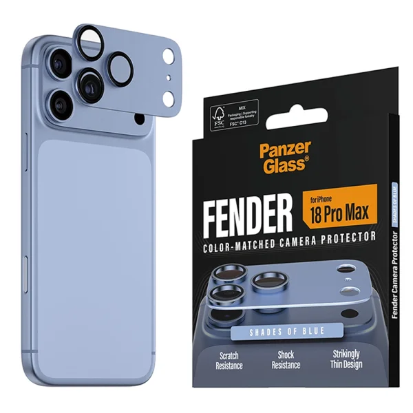 Стъклен протектор за камера PanzerGlass Hoops за iPhone 18 Pro Max, FENDER CLP, светло син 4